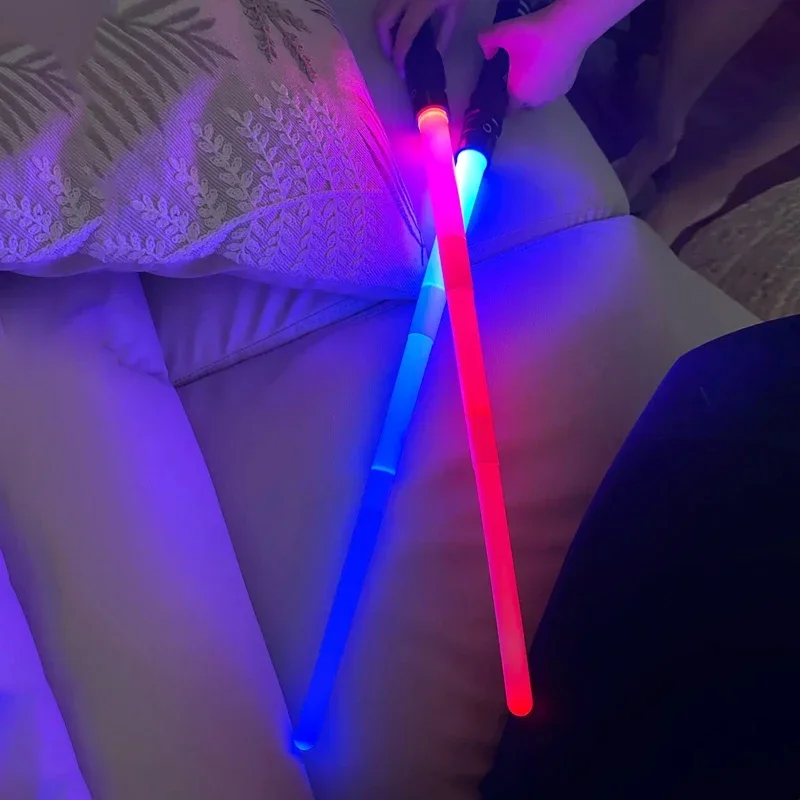 Colorful Glowing Sword Toys Laser Sword Lightsaber Red and Blue Double Saber Telescopic Music Cosplay Cool Flashing Children Toy