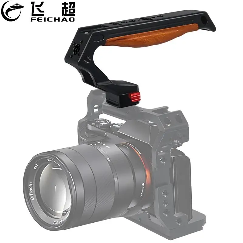 Impugnatura Superiore In Legno A Sgancio Rapido Per Sony Canon Nikon Dslr Camera Cage 1/4 3/8 Arri Hole Top Handgrip Con Supporto Per Scarpe Fredde