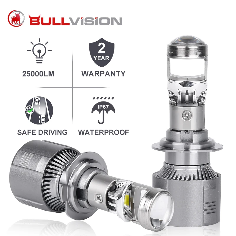 H7 LED Headlight Projector Lens Bi LED H4 High Beam Low Beam H11 H8 H9