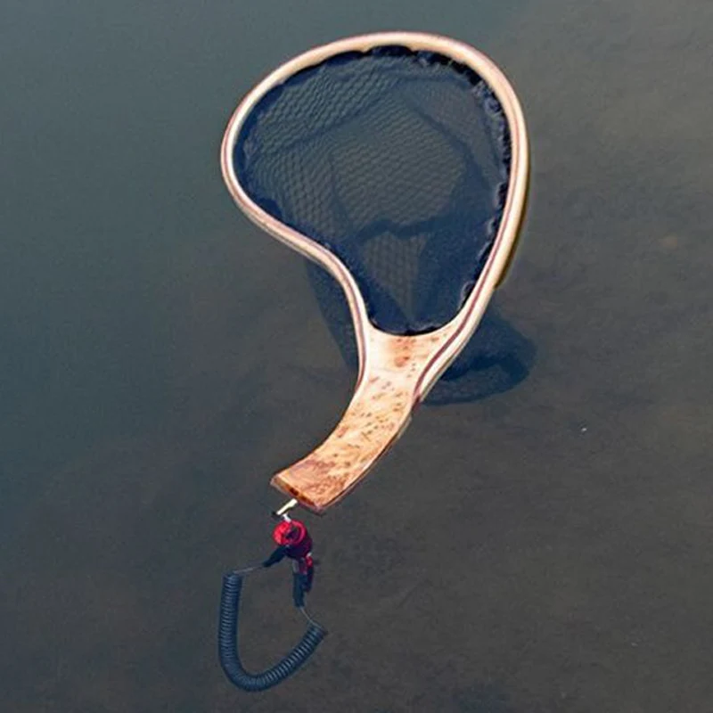 

Stream Fishing Fly Net Landing Catch Release Long Lasting Wooden Frame Design Ergonomic with a Focus on Durability