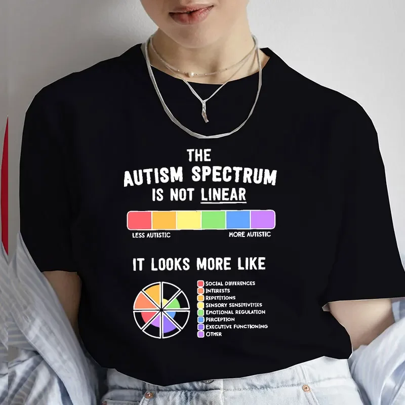 

Clothing Short Sleeve Women Autism Spectrum Print Clothing Women's T-Shirt Harajuku Graphic Clothing Women's Tee Tops cotton