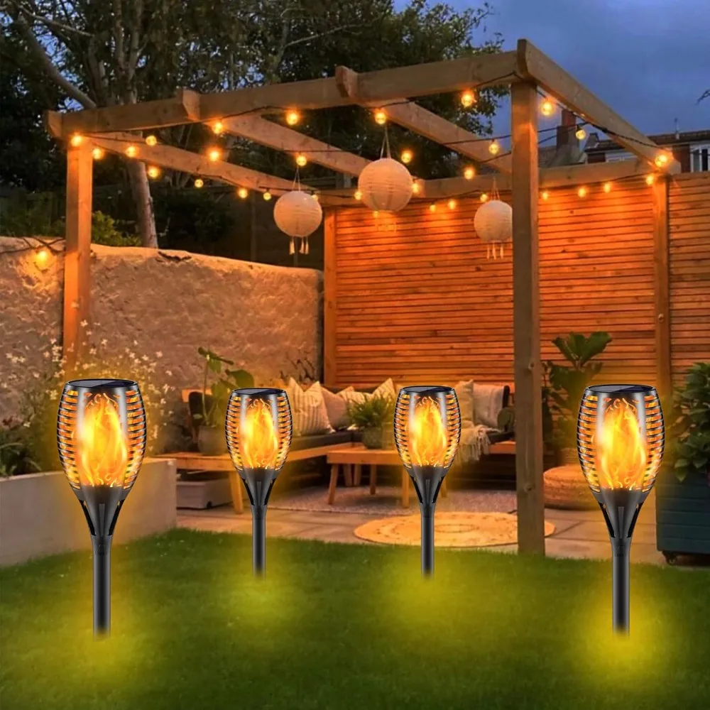 Upgraded Larger Solar Torch Lights, 43" Flickering Flame Solar Lights, Waterproof Outdoor Solar Landscape Decoration 2