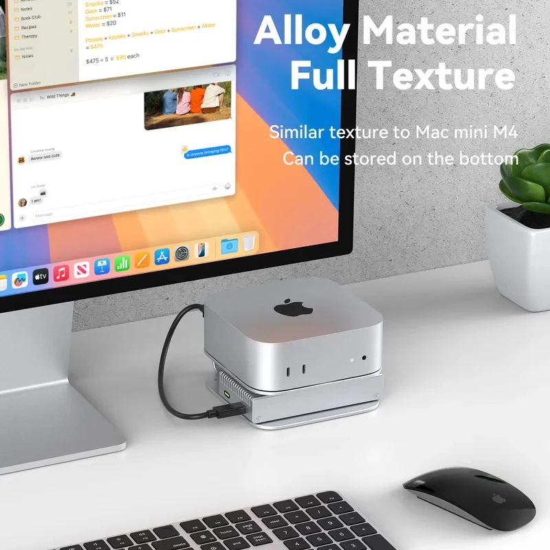 Mac mini M4/M4 Pro 2024용 데스크탑 스탠드, 알루미늄 합금 방열 브래킷, 마운트 도크 쿨링 홀더 액세서리