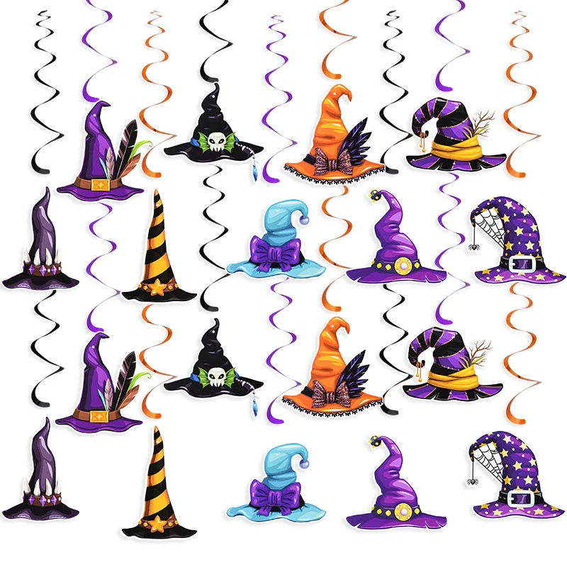 

8/12/18PCS Halloween Hanging Swirls Banners Hat Pendant Bottle Labels Stickers Halloween Horror Party Supplies Home Decor Prop