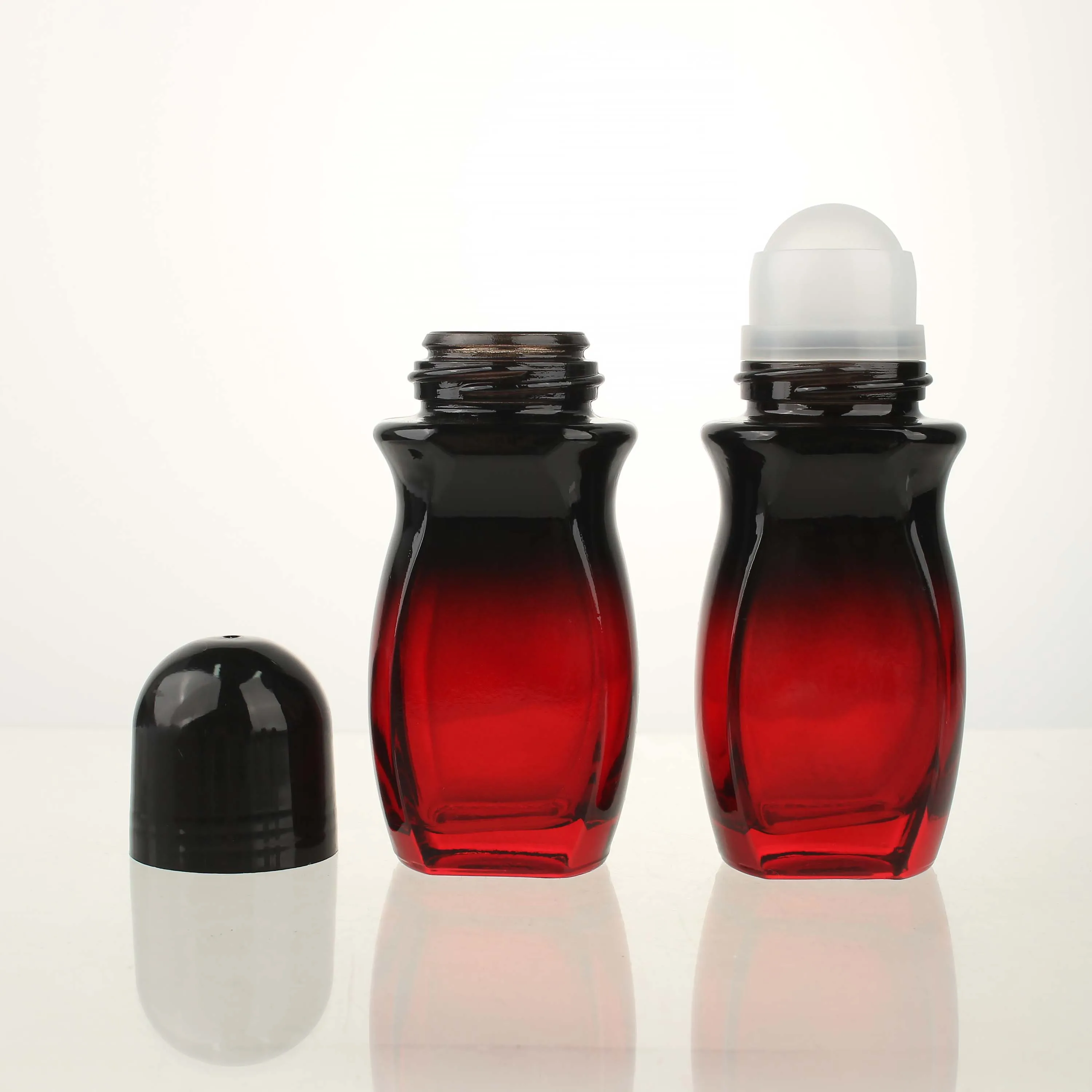 5 flaconi vuoti da 50 ml (1,67 oz) in vetro sfumato rosso con applicatore a rullo per deodorante, contenitori ricaricabili e flaconi roll-on fai da te._voghion.com