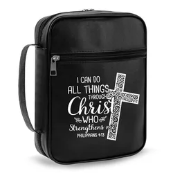 Inspirational Bible Cover with Handle and Zipper Closure (Black)