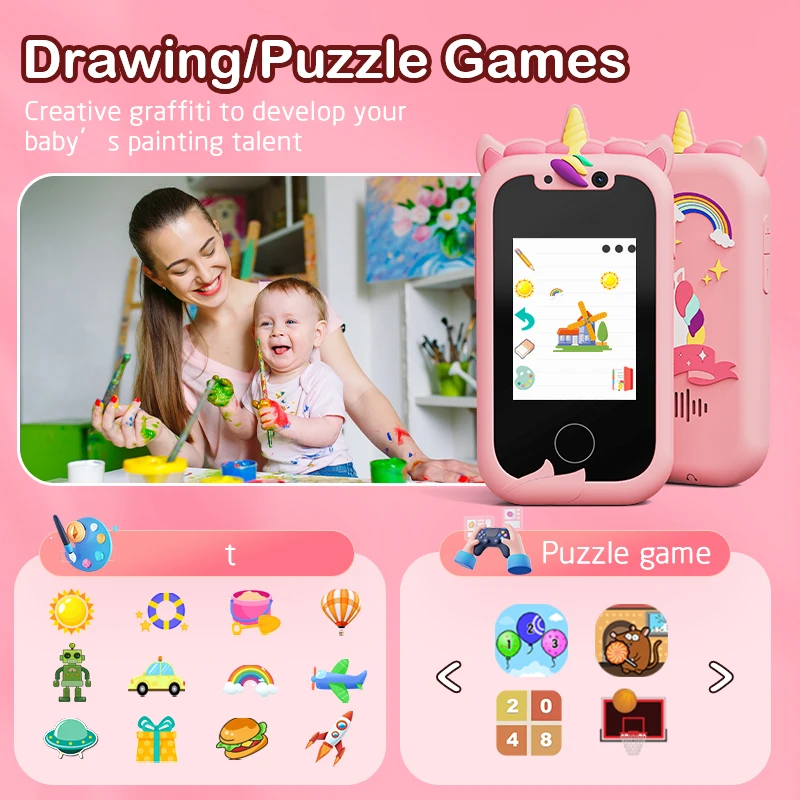 Kids Smart Phone Camera Toys Touchscreen Learning Toy for 3-12 Year Old Boys Girls Phone MP3 Player Christmas Birthday Gifts 4