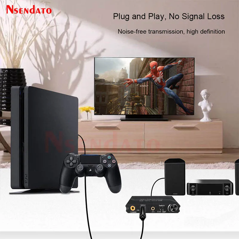 Digital DAC Audio Converter Adapter  Optical SPDIF Coaxial to Analog RCA 3.5mm Optical L/R Stereo Aux For TV PC Game Console