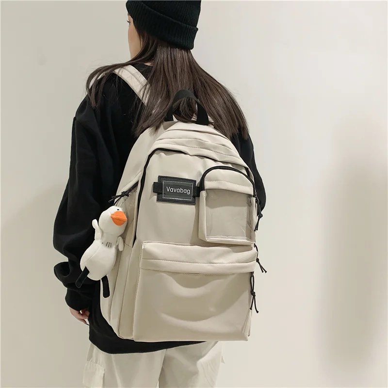 2022 Black School Backpack Women Nylon Bagpack Female Korean Back