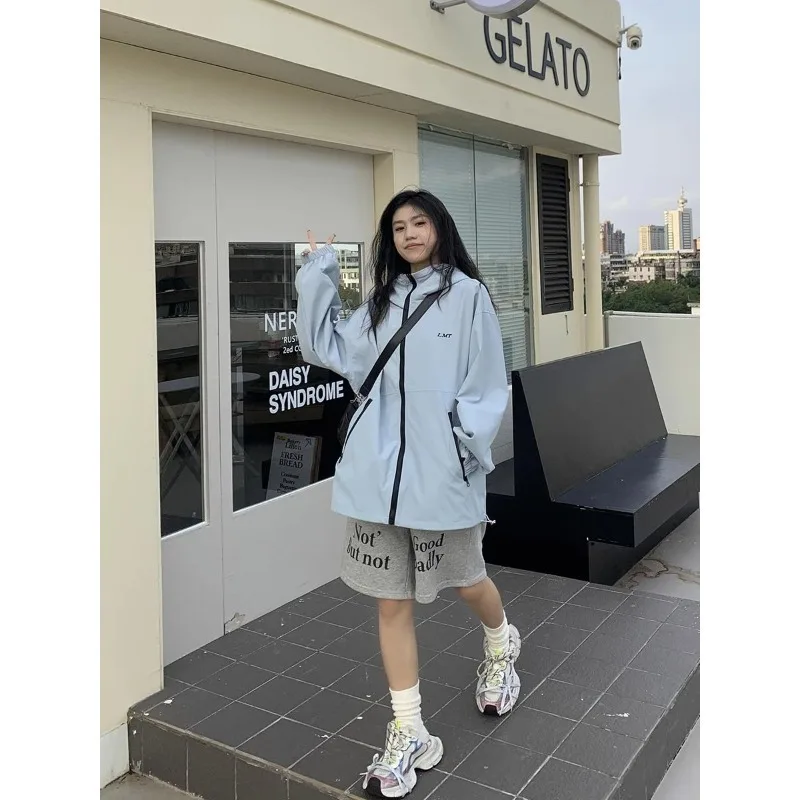 Y2K Casual Sports Coat Windbreaker Women Hip-hop Trend Harajuku Korean Outdoor Punching Jacket Spring and Fall New Womens Tops