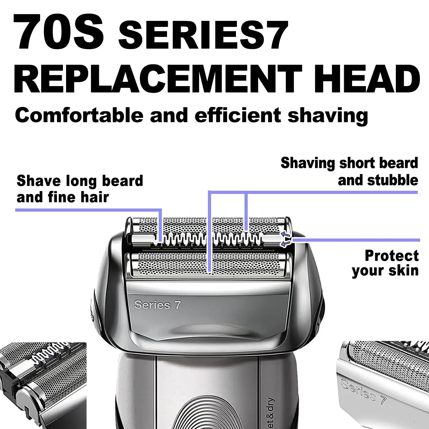 Replacement Foil Shaver Head For Braun Series 7 70S 790cc 760cc - Foto 10