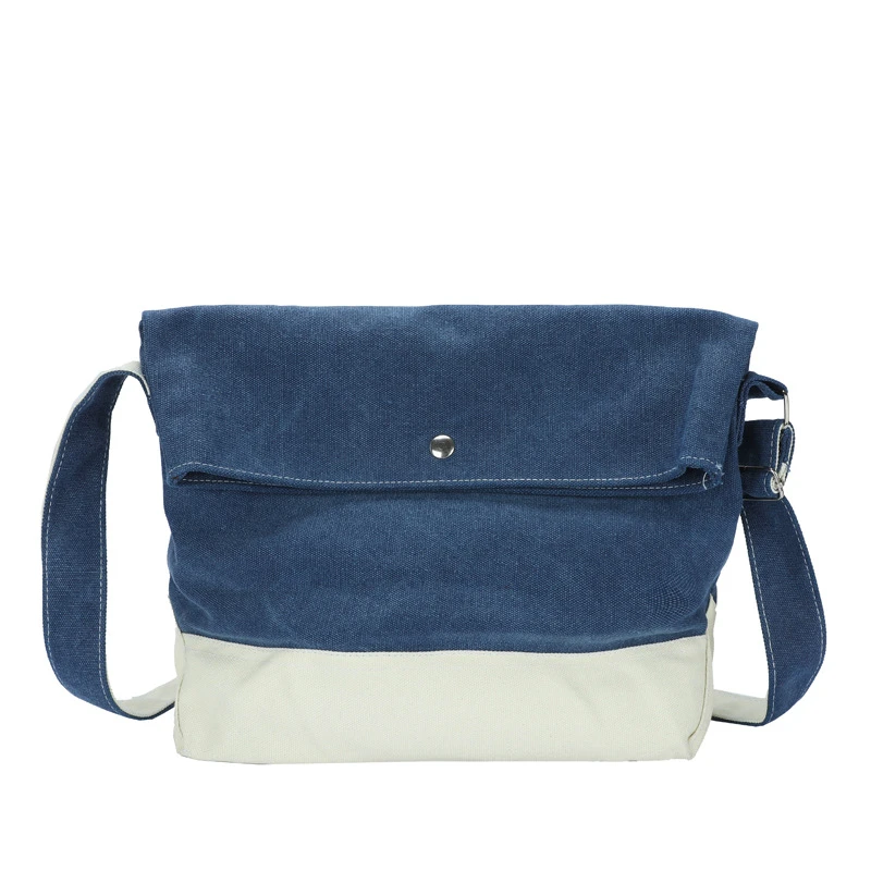 Canvas Tote Bag for Men Women Shoulder Shopper Bag Thick Cloth Handbag Korean Contrast Color