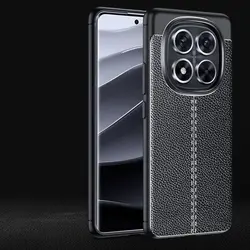 Premium Shockproof TPU Leather Phone Case with Soft Bumper Protection for RedmiNote14 Proplus (Black)