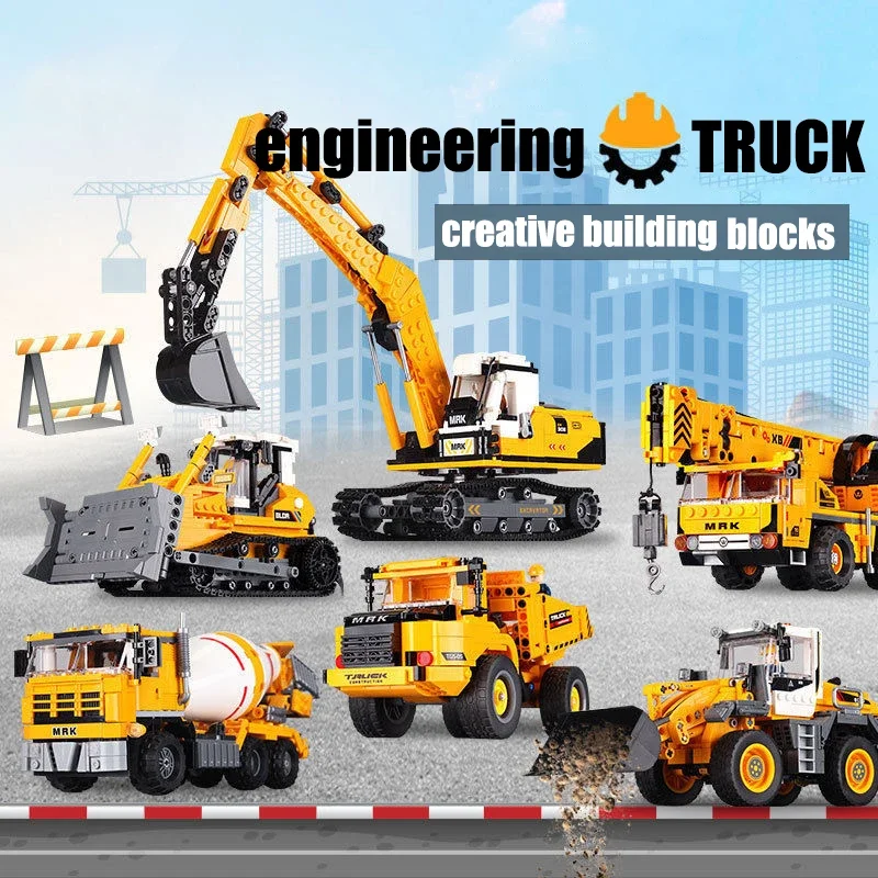 City technical MOC WheelLoader Car Heavy Mining Truck Crane Building Blocks DIY Engineering Excavator Bricks Toy For Children 2