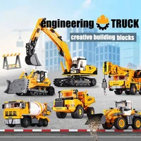 Décennie s de construction MOC pour enfants, chargeuse sur pneus, voiture RapMining, camion, grue, ingénierie de bricolage, jouet en briques ébées, technique de la ville 2