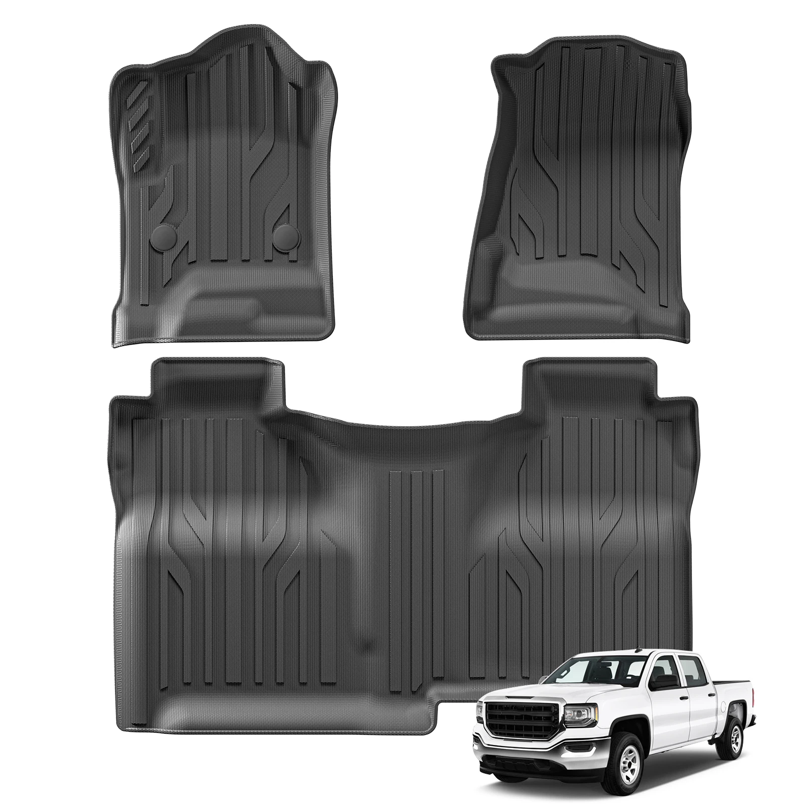 

for 2014-2018 Chevy Silverado/GMC Sierra 1500 Crew Cab 2015-2019 Silverado/Sierra 2500 HD/3500 HD Car Floor Mats Trunk Pad Left