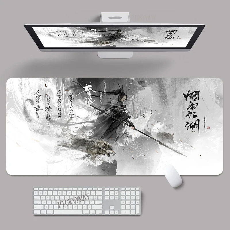 Tapete do Rato do Estilo Chinês Grande Gamer Mousepad Tapete de Teclado Xxxl Tapetes de Rato 90x40cm de Borracha