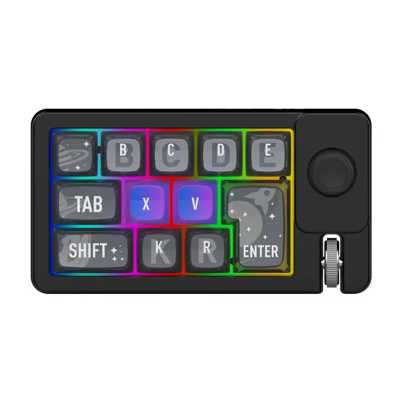 Mechanical 12-Key Gaming Keyboard with Wired and Wireless Modes, Customizable Macro Keys, Hot Swap Mechanism, and RGB Lighting
