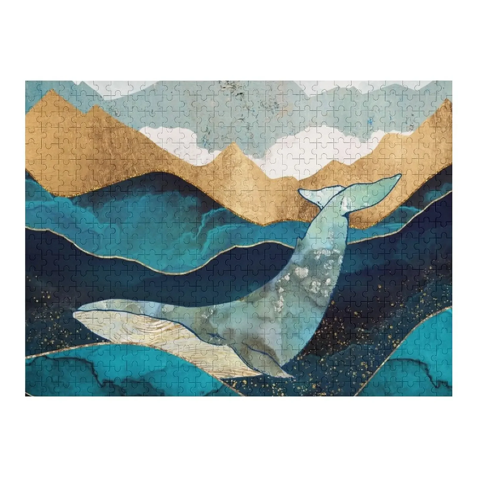 Blue Whale Jigsaw Puzzle Picture Wooden Boxes Puzzle