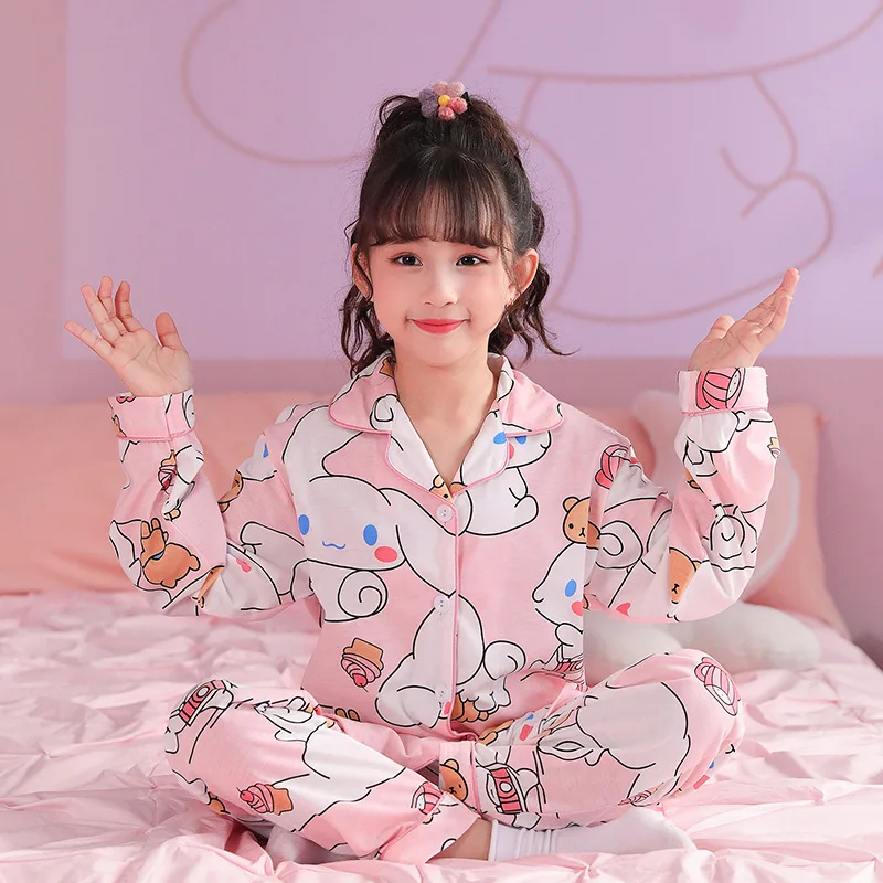 

Miniso Sanrios Cinnamoroll Kuromi My Melody Children Cartoon Pajamas New Winter Warm Fleece Pajamas Two-piece Thickened Homewear
