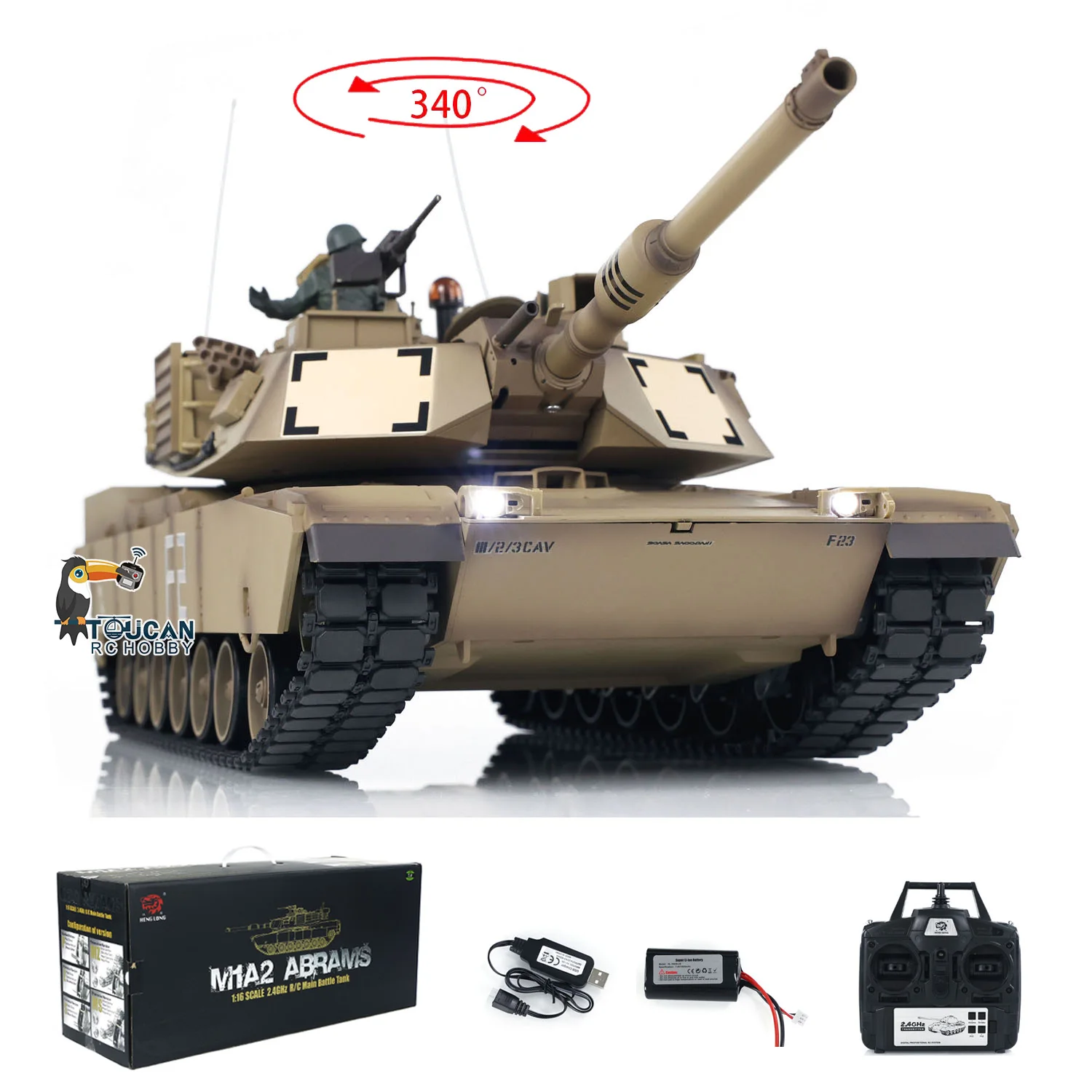 1/16 Scale 2.4Ghz Heng Long 7.0 Plastic Ver M1A2 Abrams RTR RC Tank 3918 Toucan Model TH17788-SMT8 2
