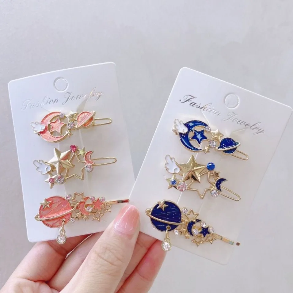 

Beautiful Dream Blue Glittering Pink Starry Sky Wings Hairpin For Girl Woman Cute Hair Clips Barrettes Fashion Accessories