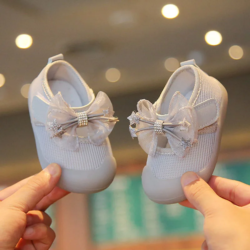 Girl Shoes Spring Baby Princess Shoes Toddler Sneakers Girls Flats Bow-knot Soft Soled Footwear Canvas Kids Ballet Flats CSH980