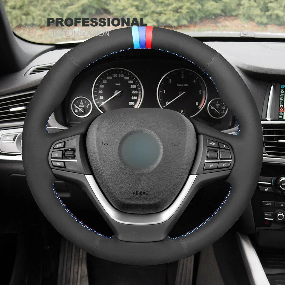 

Black Synthetic Suede Car Steering Wheel Cover For BMW X3 F25 X4 F26 2015 2016 2017 Car Interior Accessories