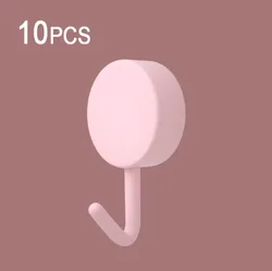 10 - Pack Self Adhesive Strong Wall Hooks for Home Storage and Organization (Pink 10pcs)