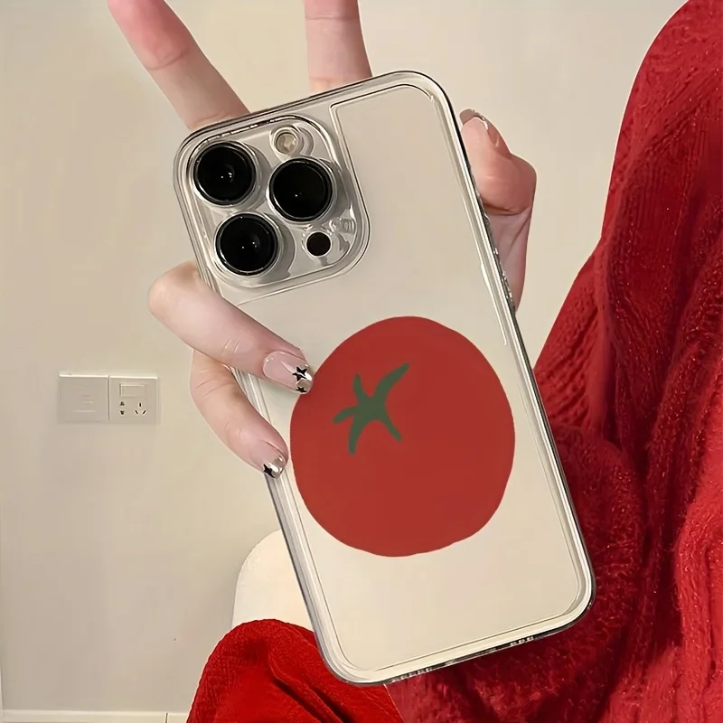 Adorable Tomato Pattern Clear Soft TPU Phone Case