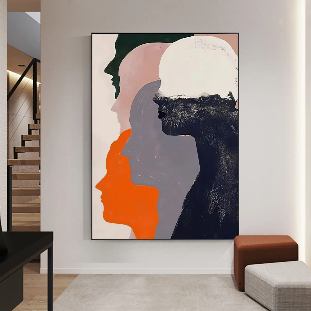 

Colorful Human Face Figure Oil Paintings Handmade Abstract Minimalist Portrait Canvas Wall Art Home Office Bar Decoration Mural