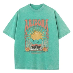 Women's Vintage Arizona Wildlife Graphic T-Shirt - Casual Loose Fit Cotton Tee - S (Green)
