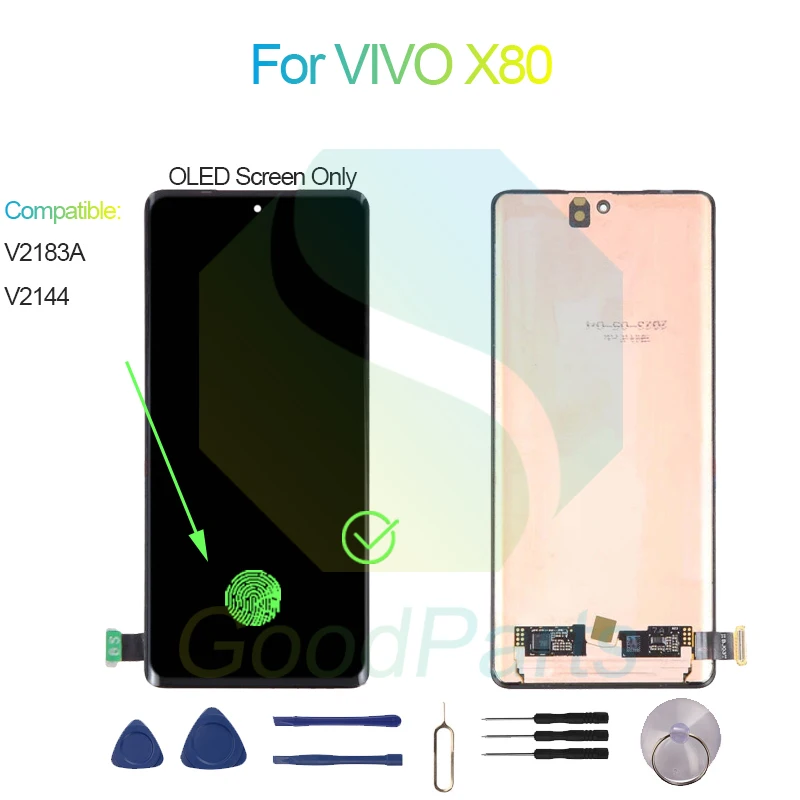 For VIVO X80 Screen Display Replacement 2400*1080 V2183A, V2144 For VIVO X80 LCD Touch Digitizer