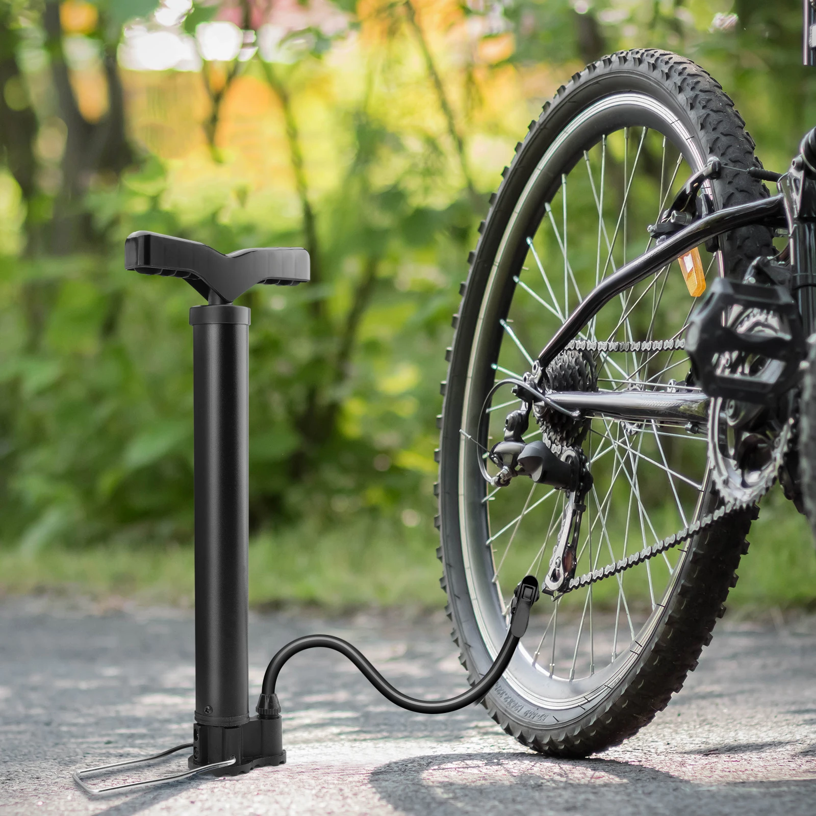 Bicycle Pump Portable Manual Air Max 120 PSI Bike Balloon Tire Inflator Schrader Valve Floor Cycling Accesories