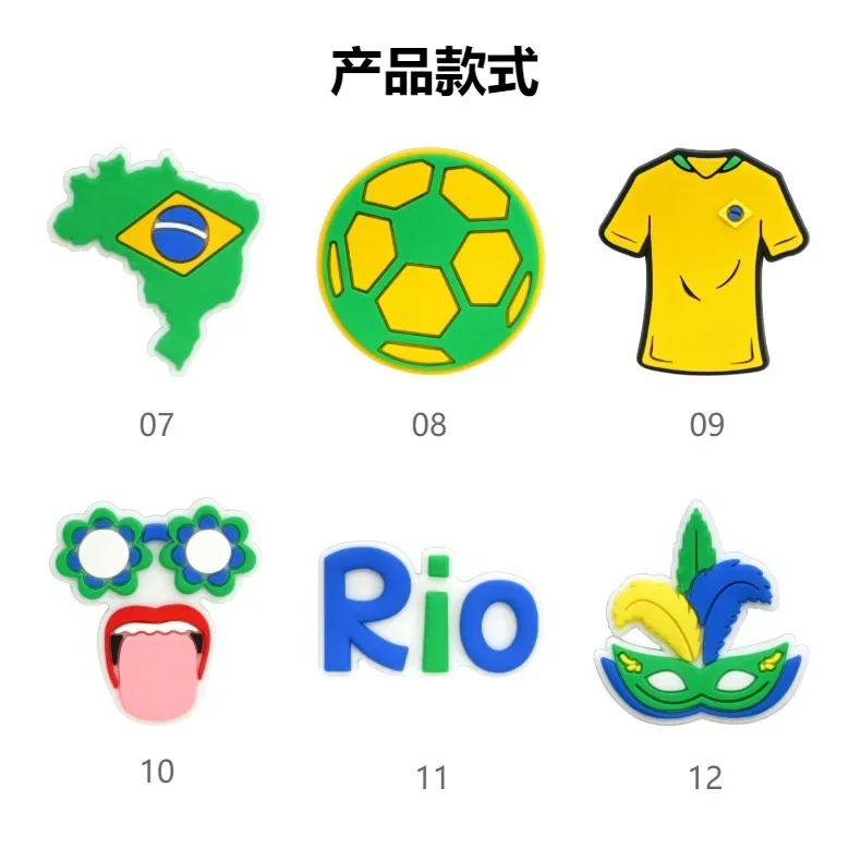 Brasilien Fußball PVC Schuh-Charms Zubehör Mädchen Hut Dekorationen Geister für Clogs Sandalen Armbänder DIY Kinder Unisex Geschenk – Detail 6