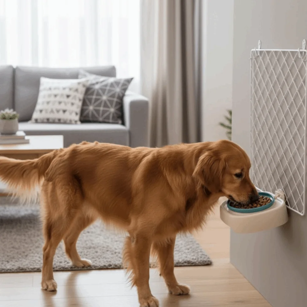 Pet Supplies Slanted Pet Feeding Bowl Anti-Flip Wall-mountable Pet Slow Feeder Bowl Detachable Cat Food Bowl Home
