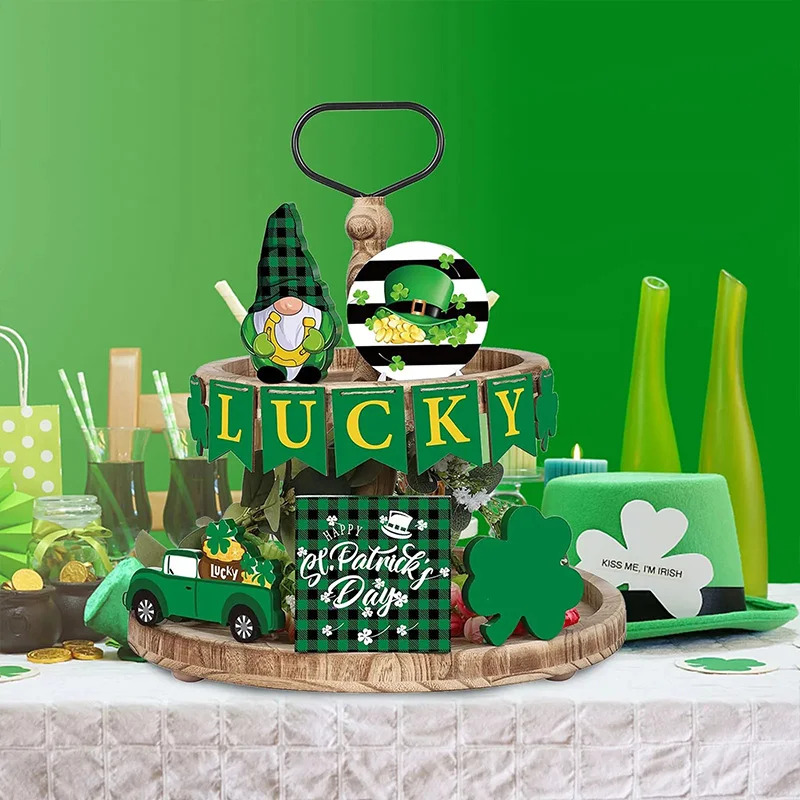 

1 шт. Diy с держателем, день Святого искусства, искусственное украшение, деревянные декоративные настольные знаки, многоярусный поднос, модное украшение для дома