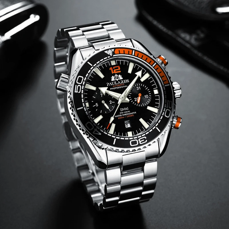 Men's Stainless steel Automatic Mechanical Wristwatches Waterproof Sports Business Watches