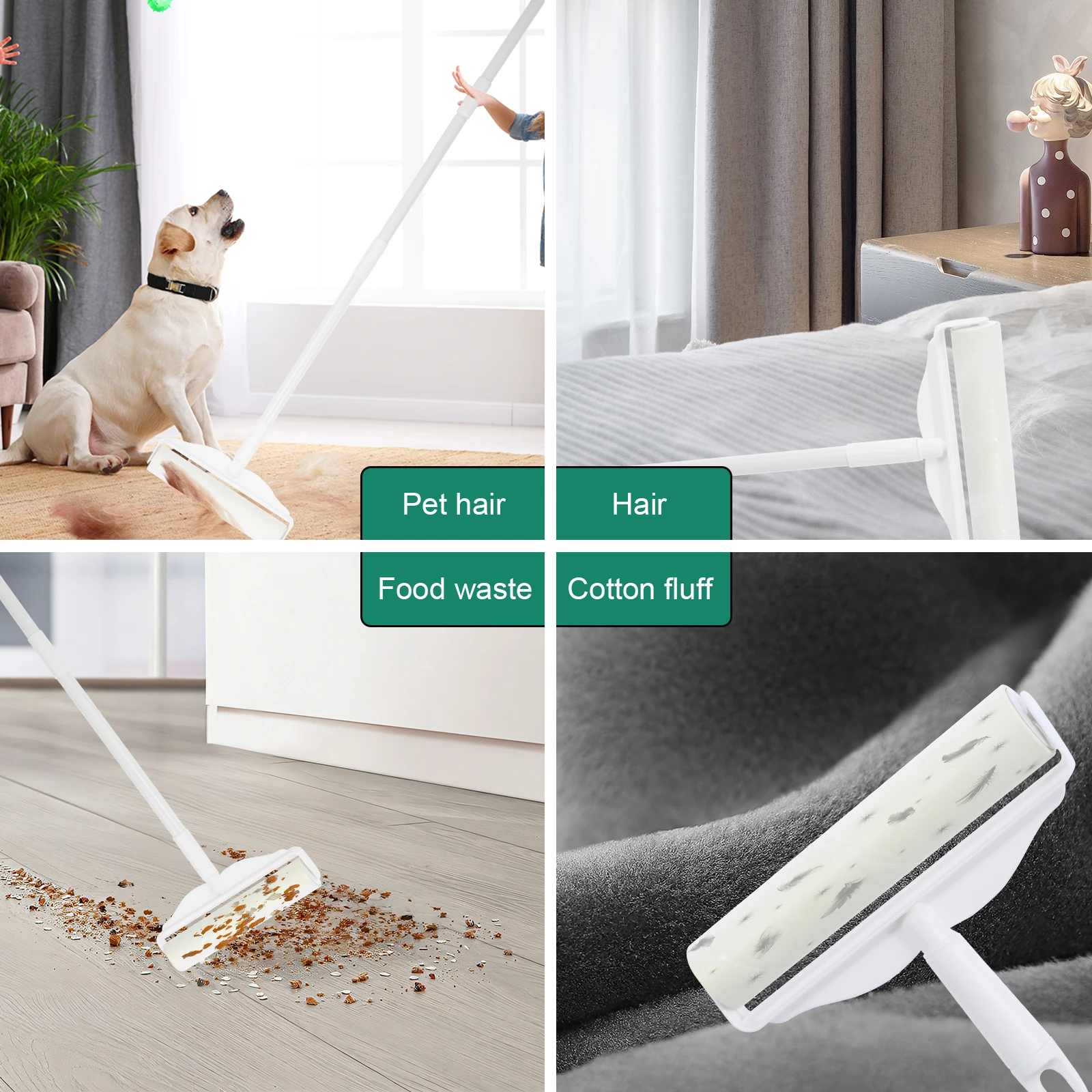 New Wider 24cm Sticky Lint Roller for Pet Hair Portable Pet Lint Remover Adjustable Long Handle  for Clothes Carpet  Removal