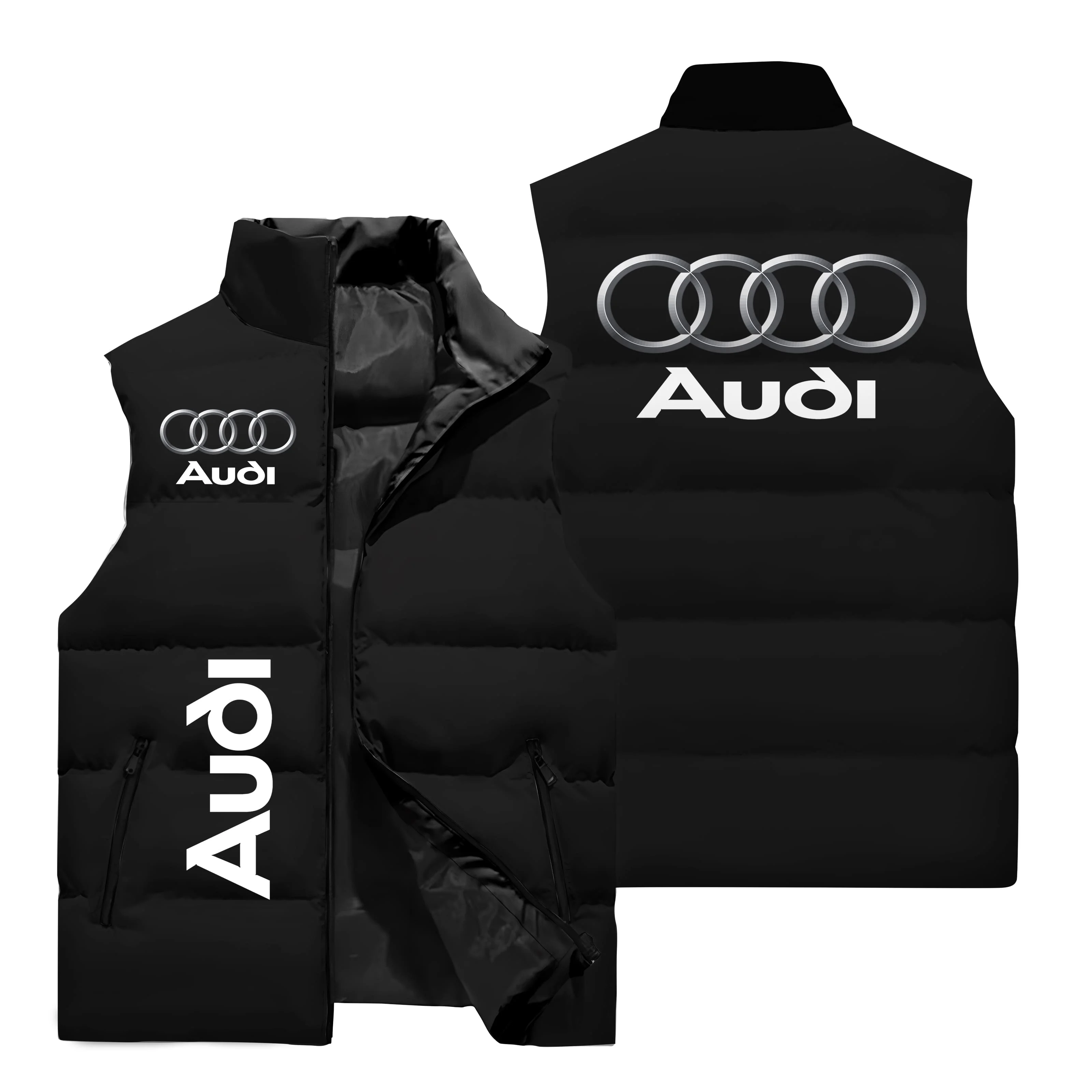 2025 Audi Men's Vest Audi Car Logo 3D Printed Sleeveless Jacket Warm Racing Vest Fashion Oversized Men's Riding Motorcycle Vest 3