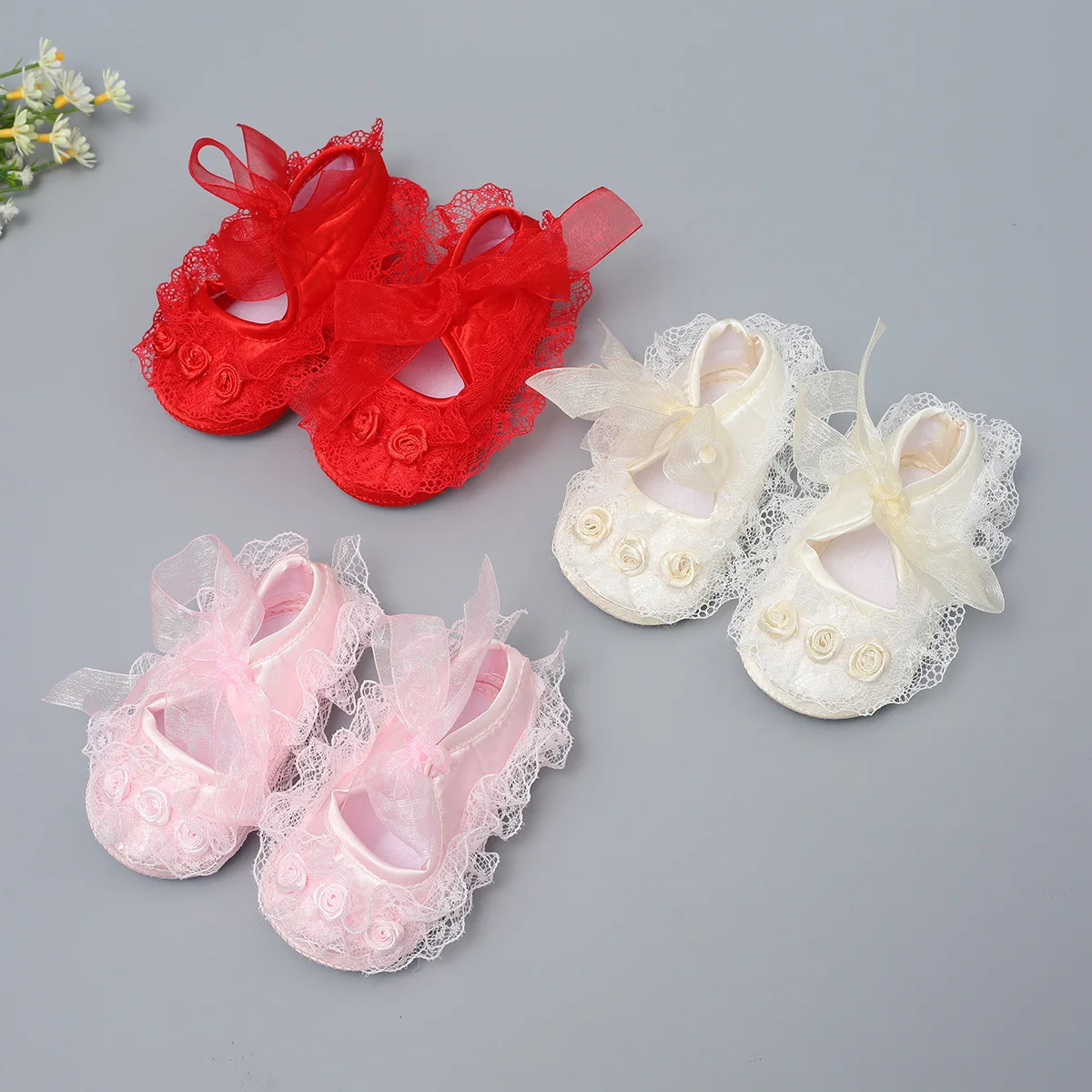 

Newborn Baby Lace Princess Shoes Cotton Soft Bottom Spring And Autumn Non-Slip Baby Shoes Toddler Shoes First Walkers 0-18M