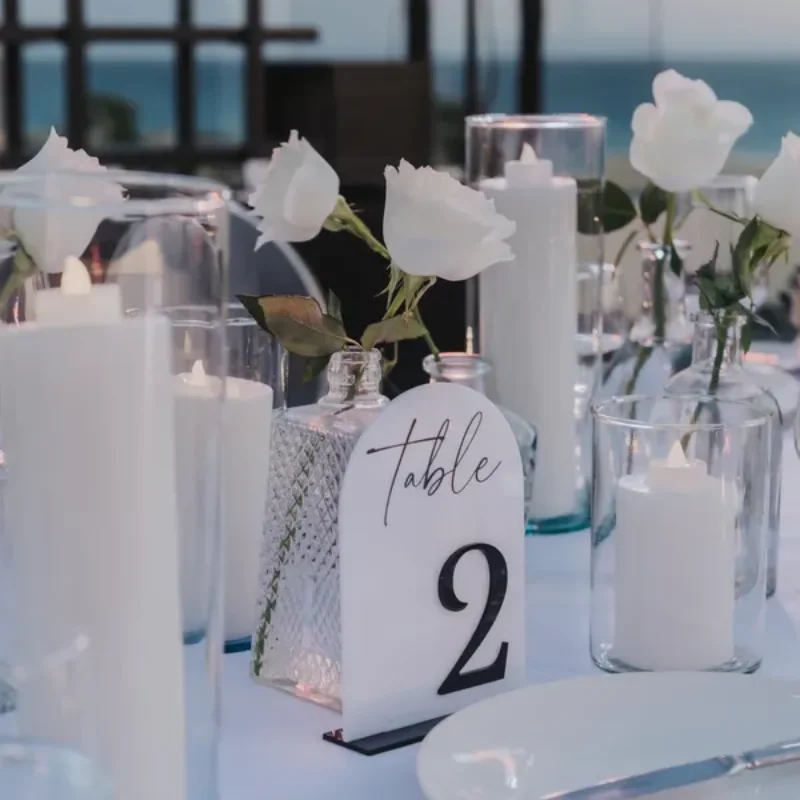 Wedding Table Numbers Acrylic Modern Arched Table Numbers for Wedding and Events Black and White
