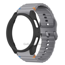 Premium Silicone Sport Band with Protective Case for Galaxy Watch 7 40mm (Grey black)