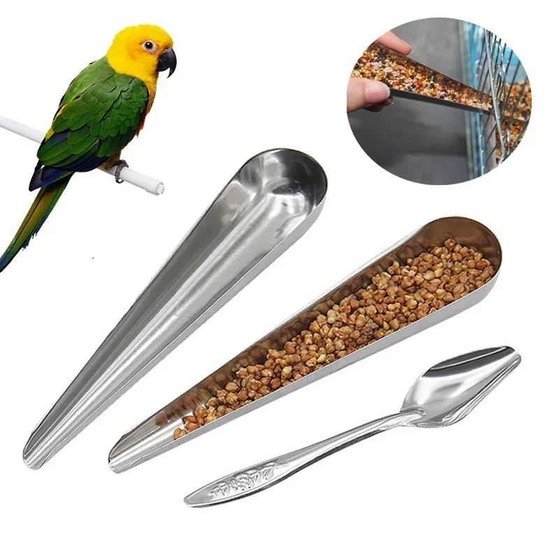 Stainless Steel Bird Feeding Tools Pet Bird Cage Feeder Food Spoon Feeding Small Pet Supplies Cockatiel Parrot Accessories