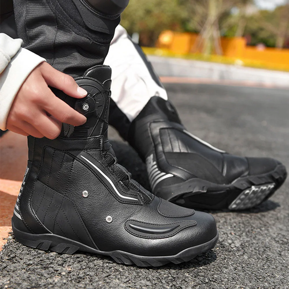 Motorcycle Boots Men Women Motorcycle Shoes Non-Slip Moto Protection Leather Moto Biker Shoes Accessories