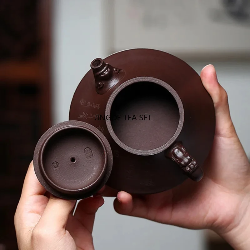 140ml Yixing Yixing Zisha teapot raw ore cinnabar spoon teapot home beauty tea pot Tea set lid bowl