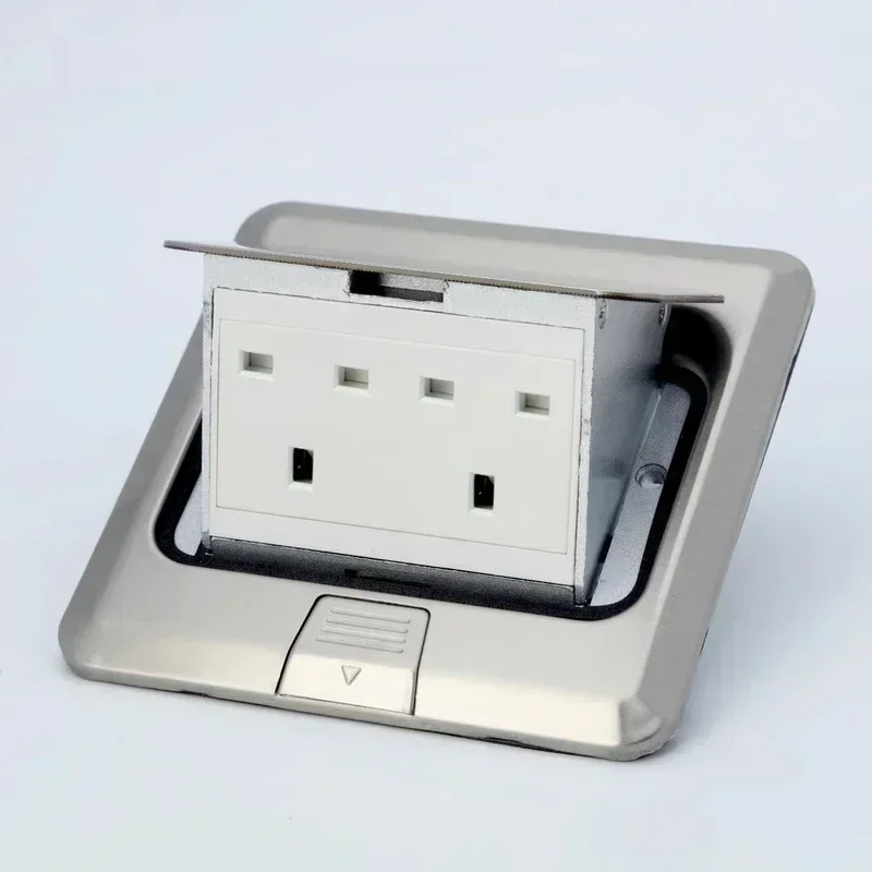 Stainless Steel Hidden Pop-Up Floor Outlet with Universal Power Options