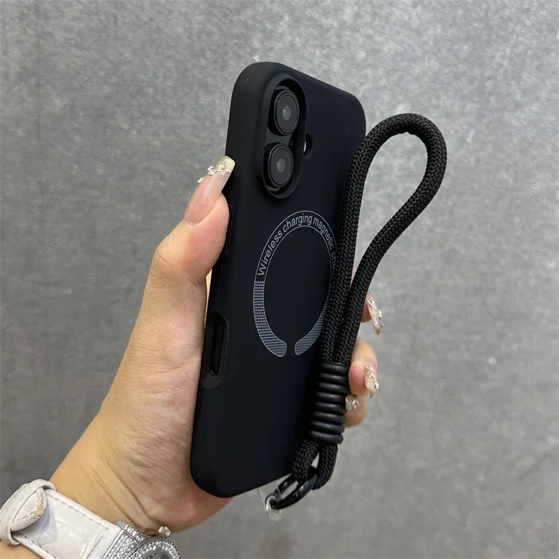 Liquid Silicone Magnetic Lanyard Phone Case with Bracelet - Soft Skin Feel Cover