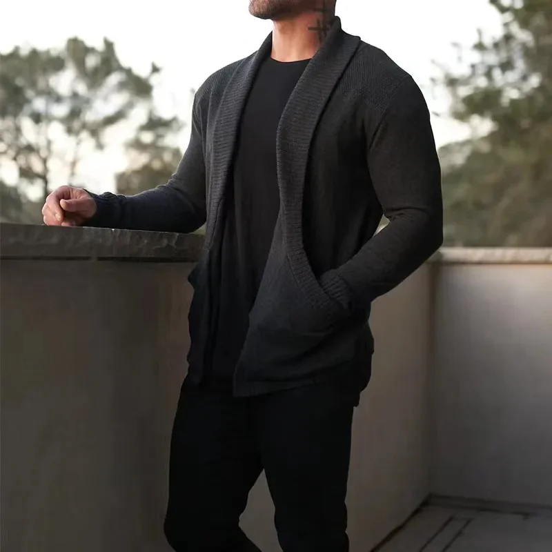

Autumn Winter Vintage Knitwear Men Luxury Knitted Cardigan Sweater Men Long Sleeve Casual Streetwear Turn-down Collar Solid Coat