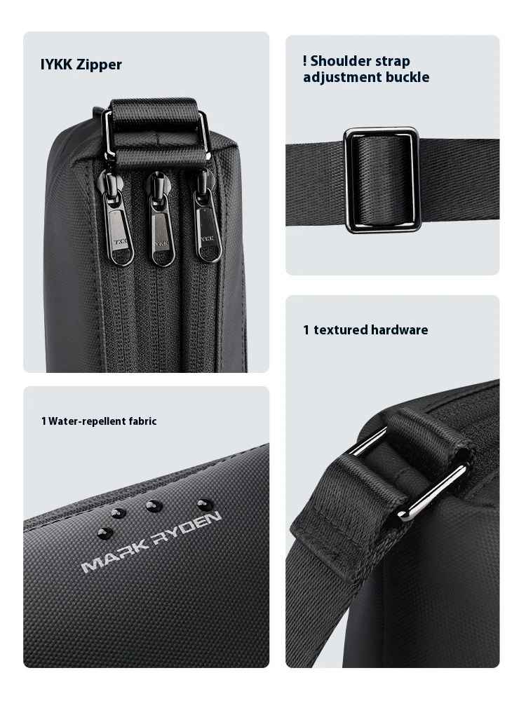 Lightweight Large Capacity Black Crossbody Messenger Bag for Men